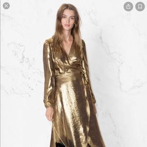Gold wrap dress & other stories